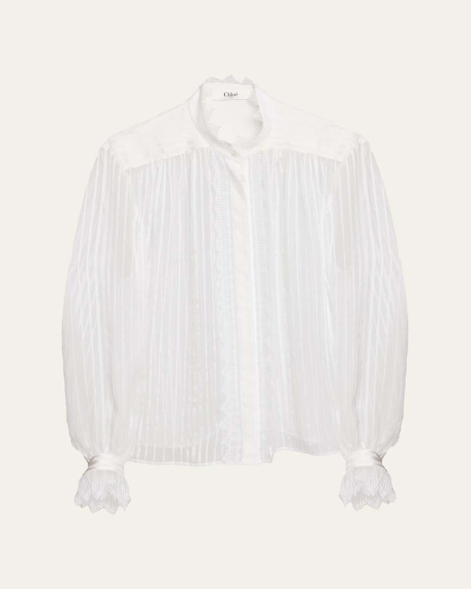 Tonal Striped Silk Blouse